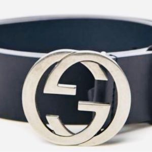Authentic New GUCCI GG INTERLOCKING LEATHER BELT BLACK. Size 105cm/40inches.
